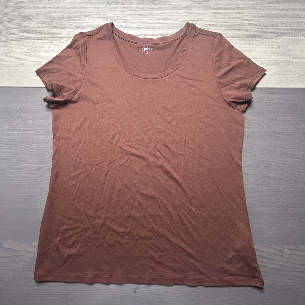 Quince Tee Women Large Brown Cap Sleeves Flowknit Breeze Tee NWOT